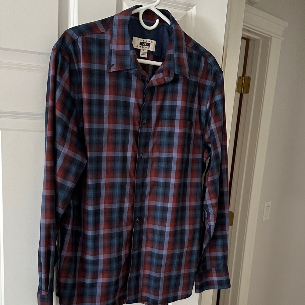 Joseph Abboud Men's Plaid Shirt - Blue and Red